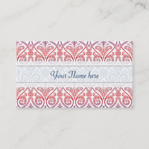 Cartão De Visita Carteira Vintage Damask - vermelho violeta azul