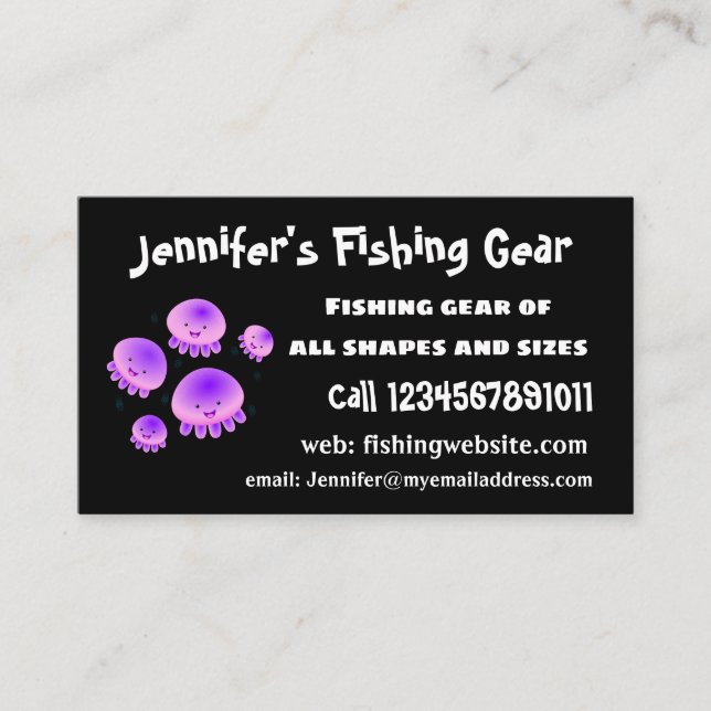 Cartão De Visita Cartografia de medusa-púrpura-rosa-branca kawaii (Frente)