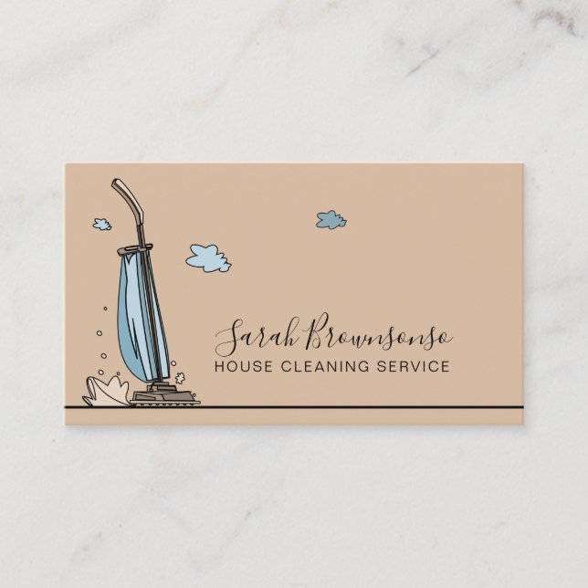Cartão De Visita Cartoon Brown Janitorial Maid House Clearing (Frente)