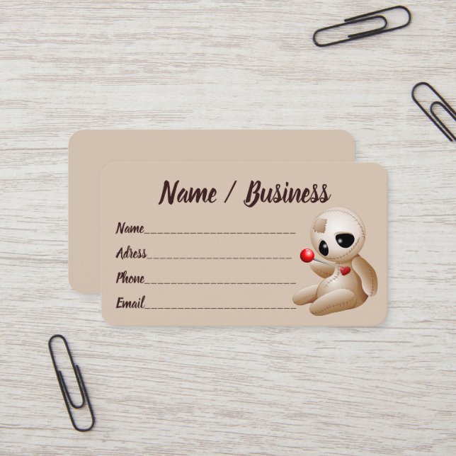 Cartão De Visita Cartoon Doll Voodoo Apaixonado (Frente/Verso In Situ)