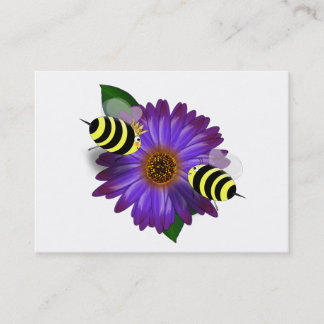 Cartão De Visita Cartoon Honey Beers Meeting on Purple Flower