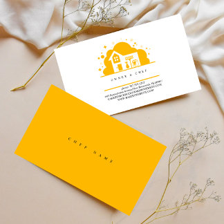Cartão De Visita Cartoon house Maid Clearing Services amarelo