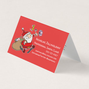 Cartão De Visita Cartoon Informal do Papai Noel Profissional