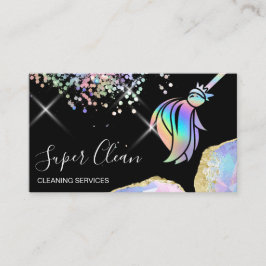 Cartão De Visita Casa de Limpeza de Maid com Hológrafo Opal Busin
