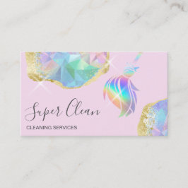 Cartão De Visita Casa de Limpeza de Maid com Hológrafo Opal Busin
