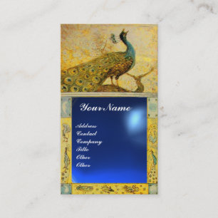 Cartão De Visita CASA DE NOIVA AMOR PAVÃO MONOGRAMA amarelo azul sa