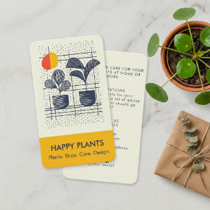 Cartão De Visita Casa de Plantas Moderno de Meados do Século Amarel