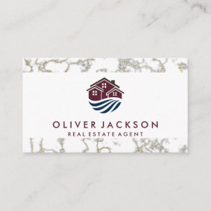 Cartão De Visita Casa Imobiliária  Dourado mármore