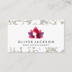 Cartão De Visita Casa Imobiliária  Dourado mármore  Mulher Lotus