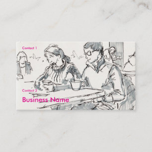 Cartão De Visita Casal em desenho de café