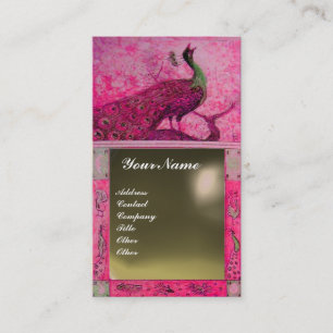 Cartão De Visita CASAMENTO AMOR PAVÃO MONOGRAMA ágata rosa cinza