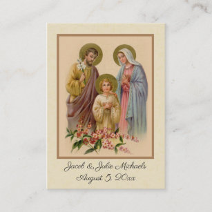 Cartão De Visita Casamento Católico Favor Santa Família Santa Sagra
