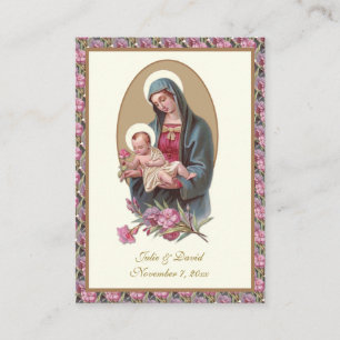 Cartão De Visita Casamento Católico Oração Santa Maria Jesus Floral