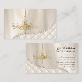 Cartão De Visita Casamento Chandelier Lighting Pearls Elegante Vint