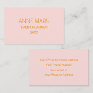 Cartão De Visita Casamento Cor Personalizada Laranja Rosa Profissio