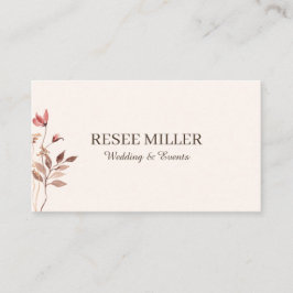 Cartão De Visita Casamento de Flores Simples de Aquarela Neutrais E