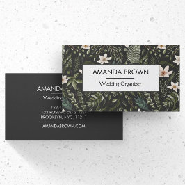 Cartão De Visita Casamento de Padrão Floral Moderno de Watercolor