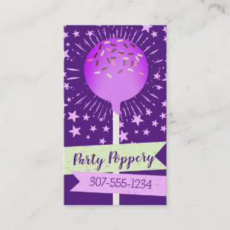 Cartão De Visita Casamento de pop de bolos de padaria roxo