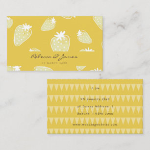 Cartão De Visita Casamento de WATERCOLOR BRANCO CUTO AMARELO STRAWB