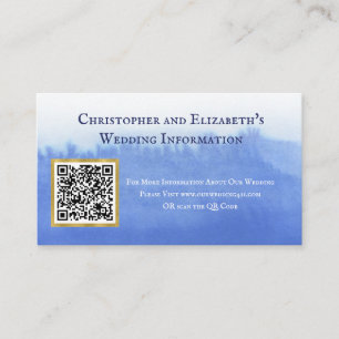 Cartão De Visita Casamento de Website de Código QR de Cor Azul Ele