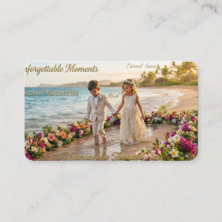 Cartão De Visita Casamento Elegante na Praia Crianças Portador de A