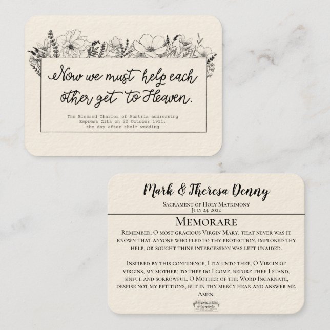 Cartão De Visita Casamento Favorece Ruas. Charles Memare Santa (Frente/Verso)