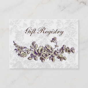 Cartão De Visita Casamento Floral de Ivory e Purple Vintage