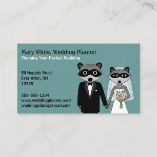 Cartão De Visita Casamento Raccoons - Noiva e noiva
