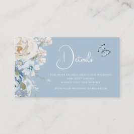 Cartão De Visita Casamento Romântico Dusty Blue Floral Detalhes