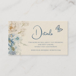 Cartão De Visita Casamento Romântico Dusty Blue Floral Detalhes