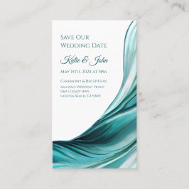 Cartão De Visita Casamento Salve nossa Data - Moderno Emerald Green