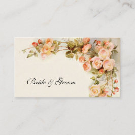 Cartão De Visita Casamento vintage, Flores Rosa Rosa Rosa Anticas, 