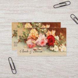 Cartão De Visita Casamento Vintage, Natureza Morta de Flores de Ros
