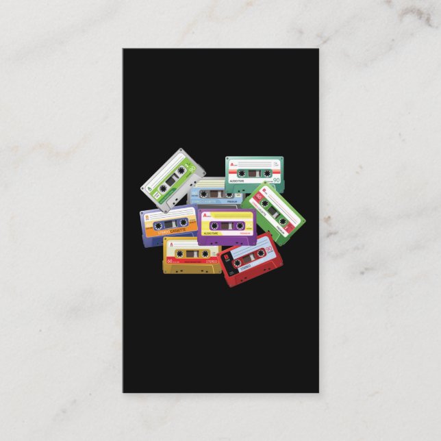 Cartão De Visita Cassete estéreo Mixtape Rádio 80s 90s Música (Frente)