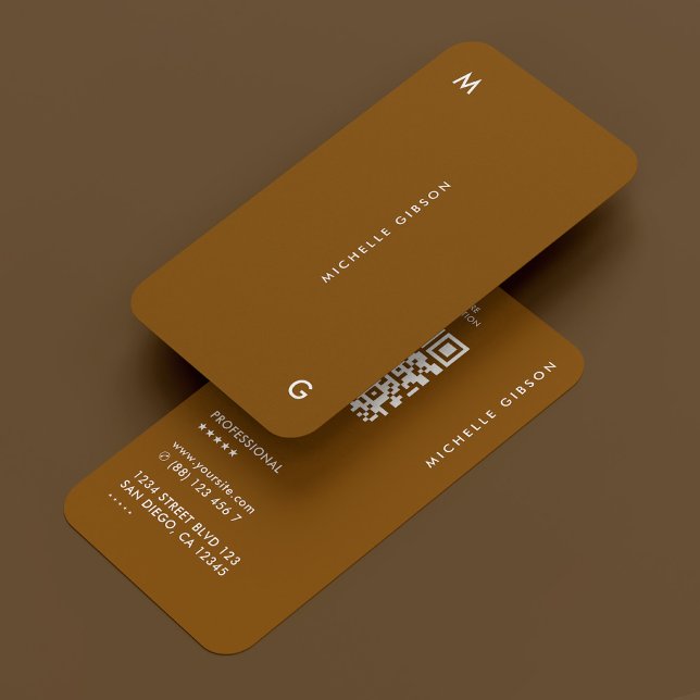Cartão De Visita Castanho de Chocolate Profissional Simples Moderno (Modern Simple Professional Chocolate Brown QR Business Card
)