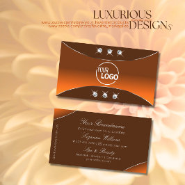 Cartão De Visita Castanho-laranja com Joias e Logotipo de Decoração