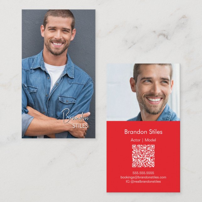 Cartão De Visita Casting Essentials Photo Business Card | QR Code (Frente/Verso)