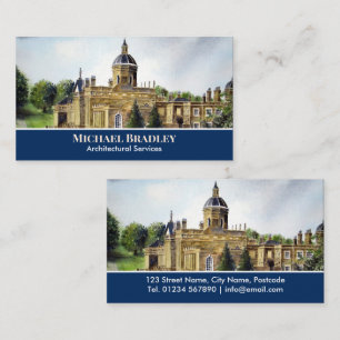 Cartão De Visita Castle Howard York England Watercolor Landscape Bu