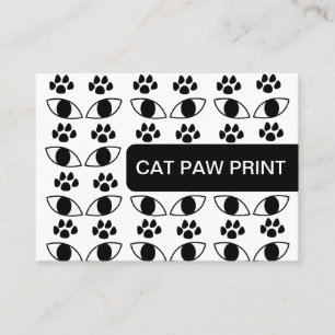 Cartão De Visita Cat Paw Print Pet Care Services Black and White