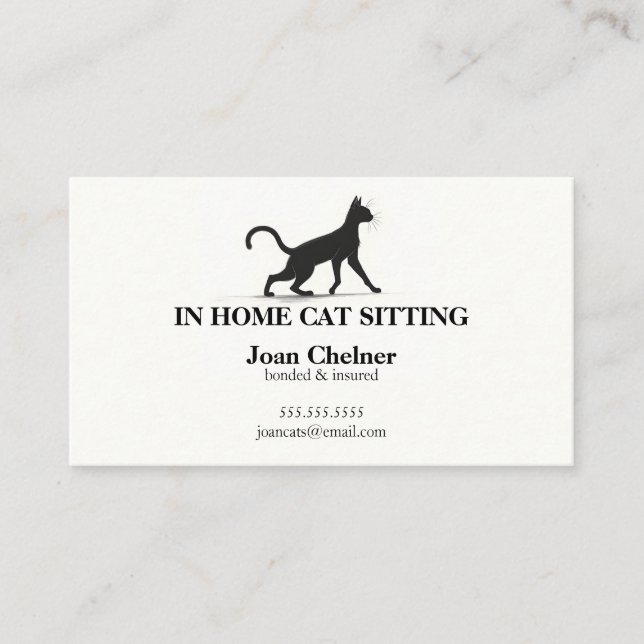Cartão De Visita Cat Sitting Cat Services (Frente)
