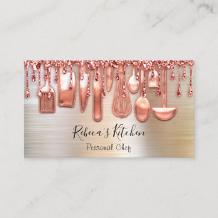 Cartão De Visita Catando cozinha pessoal chef Faces Rosa Metal