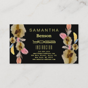 Cartão De Visita Catcher de Sonho Elegante Penas Instrutor de Yoga