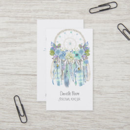 Cartão De Visita Catcher de Sonhos Tribal Boho Flechas Flores Penas