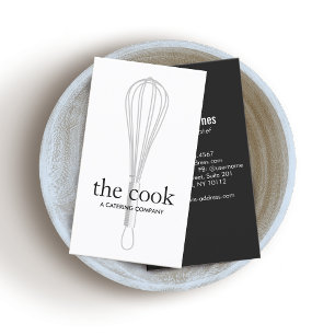 Cartão De Visita Catering do logotipo Chef e Baker Whisk