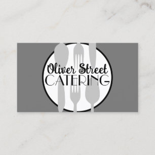 Cartão De Visita catering ou café cinzas quic modernas e brancas, a