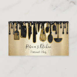 Cartão De Visita Catering Personal Chef Restaurant Dourado Black Dr
