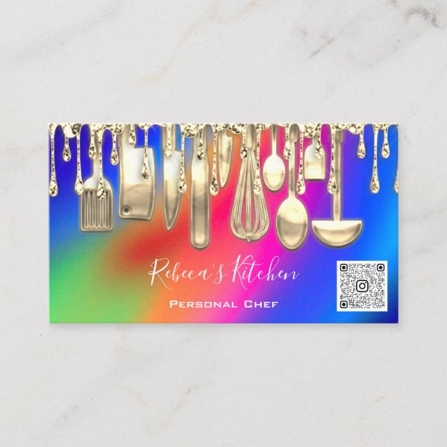 Cartão De Visita Catering Personal Chef Restaurant Drivers QR Code (Frente)