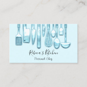 Cartão De Visita Catering Personal Chef Restaurante Pastel Blue