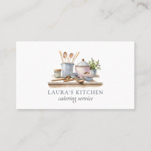 Cartão De Visita Catering Rustic Watercolor Kitchenware