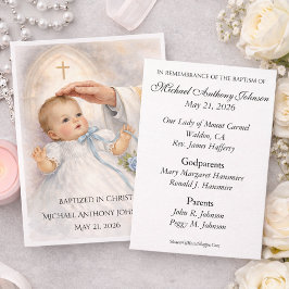 Cartão De Visita Catholic Baby Boy Baptismal Remembrance Holy Card